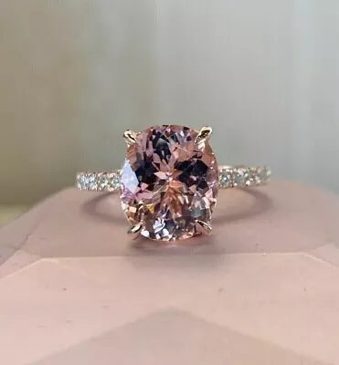 1.50CT Oval Created Morganite Diamond Women Wedding Ring 14K White Gold Plated • $73.12