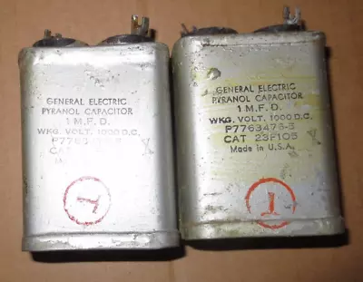 Lot Of TWO 1 UF  1000 VDC GE Oil Capacitor 23F105 Tested • $4