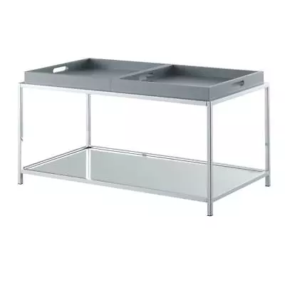 Convenience Concepts Palm Beach Coffee Table In Clear Glass And Chrome Metal • $163.58