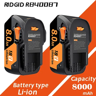1 / 2Pack 18V 8.0Ah Battery For RIDGID AEG R840087 R840086 Series Cordless Tools • $95.99