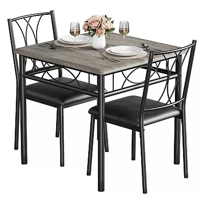 Dining Set Table And 2 Upholstered Chairs Wood Top Breakfast Dinette For Kitchen • $109.99