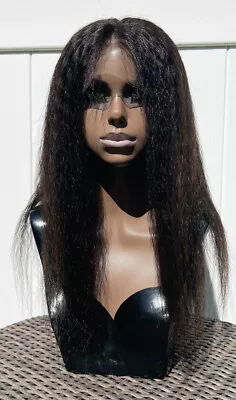$320 • Buy Full Lace Real Human Hair Wig Natural Black Kinky Straight 22” Stretched L/XL