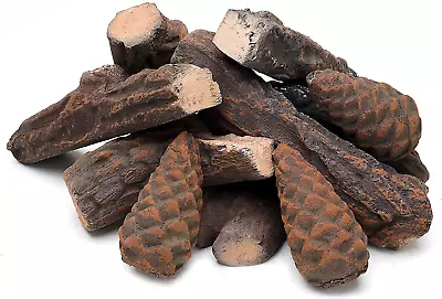 10x Of Ceramic Wood Logs For All Types Of Indoor Gas Inserts Ventless & Vented  • $46.78