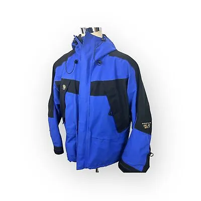 Mountain Hardwear Goretex Exposure Parka Blue / Black Mens Hooded Jacket Large • $150