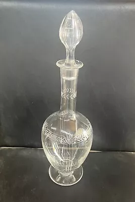 Vintage Etched Glass Decanter And Glass Stopper • $19.99