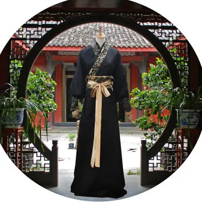 Chinese Mens Hanfu Dress Tang Dynasty Cosplay Performance Ancient Costume Retro • £30.83