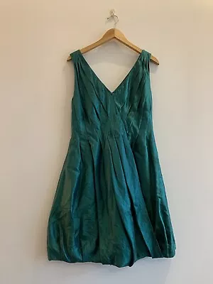 MONSOON Vintage Taffeta Blue Green Ball Short Party Dress Size 10 80s 90s Prom • £25.99