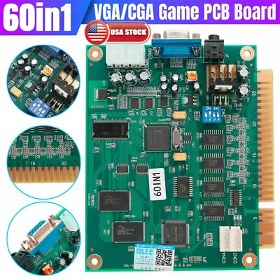 New 60 IN 1 Multicade PCB Board CGA/VGA Output For Classic Jamma Arcade Game US • $37.98