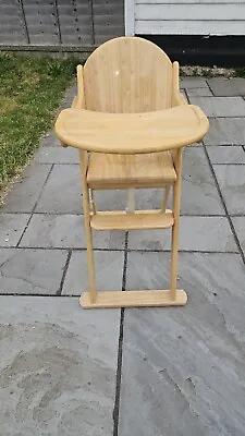 £10 • Buy John Lewis East Coast Folding Solid Wood Wooden High Chair Leather Buckle Crack