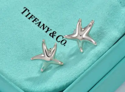 Tiffany & Co Silver Elsa Peretti 17mm Starfish Stud Earrings With Box And Pouch  • $369.99