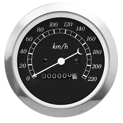 MOTOR METER RACING Classic 85mm 3-3/8  Mechanical Speedometer Odometer 220 KMH • $50.82