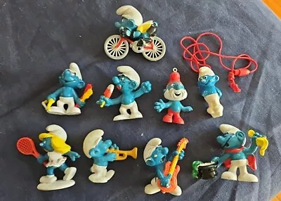 ✅Vintage Lot Of 9 Smurfs PVC Toys Figures Smurfette 1970's-1980's Peyo Schleich • $8.95