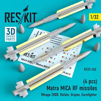 Reskit 1/32 Mirage 2000/III/Rafale/Harrier/Jaguar Matra MICA RF Missiles (4pcs) • $15.41