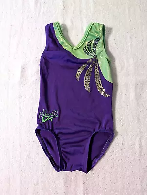 GK ELITE Gabby Gabrielle Douglas Gymnastics Dance Leotard CS Green Purple SEQUIN • $25