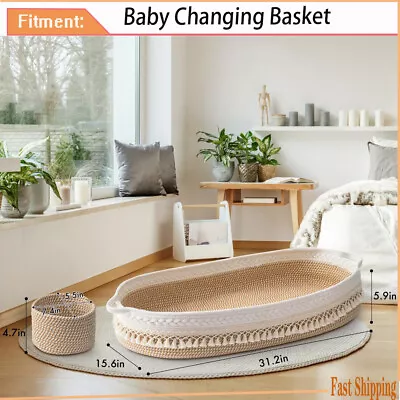 Baby Changing Basket Handmade Woven Cotton Rope Moses Basket With Diaper Pad • $99.99