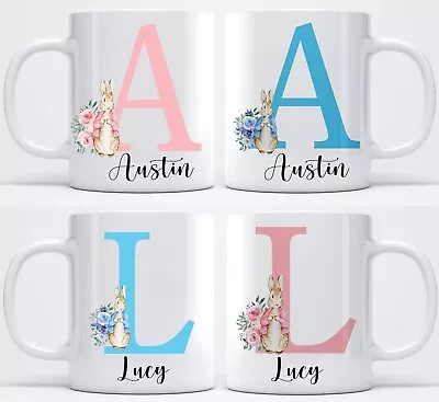 Personalised Easter Day Bunny  Alphabet  Name Coffee Tea Mug Easter Family Gift • £5.89