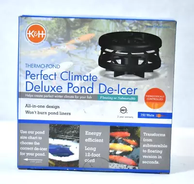 K&H Thermo Pond Perfect Climate Deluxe Pond De-Icer 750W Black Floating Hardware • $75.94