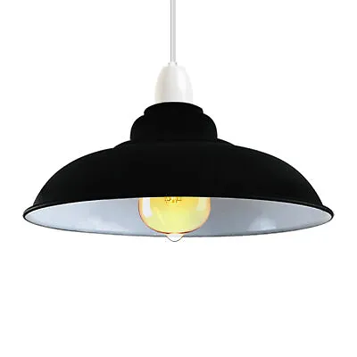 Vintage Industrial Light Shade Retro Metal Easy Fit Pendant Ceiling Lampshades • £13.89