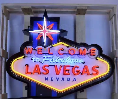 $1700 • Buy Welcome To Fabulous Las Vegas Neon Sign In Shaped Steel Can | Las Vegas Signs