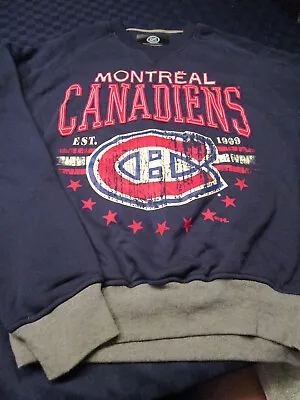 Nwt Nhl Hockey Montreal Canadiens Mens Crew Neck Sweatshirt Blue Large Lg • $24.29