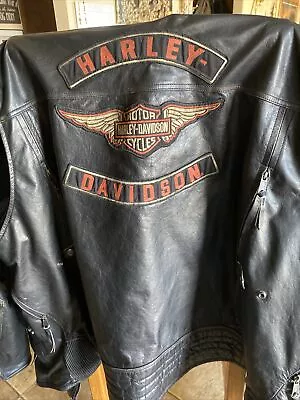 Harley Davidson Triple Vent Detonator Buffalohide Leather Jacket 5XL • $299.99