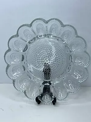 Vintage 11  Deviled Egg Plate Hobnail Clear Crystal Glass Dish Indiana ~ 15 Eggs • $12.95