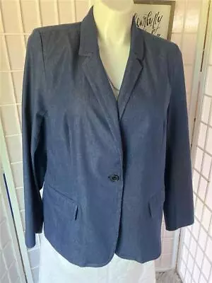 Women's Lane Bryant 20 Cotton Blend Blue Chambray Denim Blazer/Jacket • $37.80