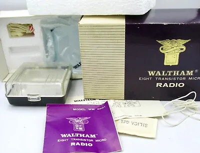 Vintage TRANSISTOR Waltham WM8001 Micro Radio -Packaging Box Manual Etc. +case • $1.25