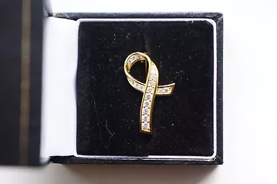 QVC Sterling Silver 925 Gilt Breast Cancer Awareness Pin Brooch Diamonique CZ • £28