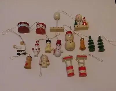 Vintage Wooden Mini Christmas Ornaments (16 Count) Snowman • $6.99