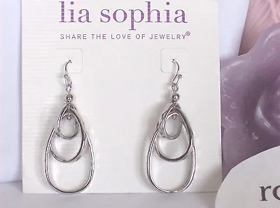 Lia Sophia FREE FLYER / REVOLUTION Dangle Oval Tiered Hoop Earrings NWT  • $10.78