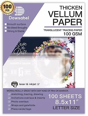 Translucent Vellum Paper Dowsabel 68LBS 8.5 X 11 Inches Printable Vellums Fo... • $15.78