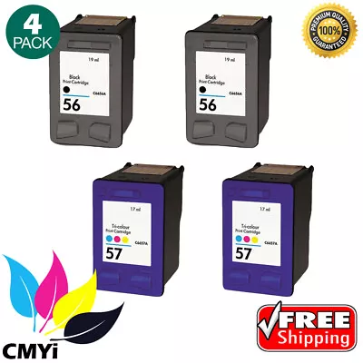 $34.09 • Buy 4 PK 56 57 Black Color Ink Cartridges For HP Officejet Deskjet Printer Series