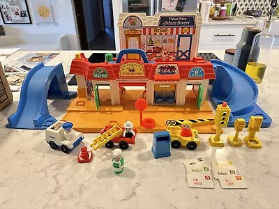 Vintage Fisher Price Little People 2500 Main Street Set 1986 - Nearly Complete • $60