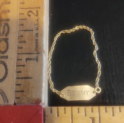 Vntg Simmons GF Rope 4.5  Bracelet W 2-Sided Name Plte Benny/Minnie Needs Repair • $13