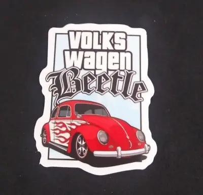 Volkswagen Beetle Red With Flames Retro Cars Sticker 2 3/8  X 1 7/8  • $2.48