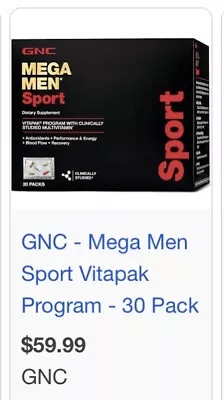 GNC Mega Men Sport Multivitamin Capsules - Vitapak - EXP 03/24 • $30.99