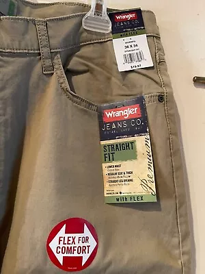 Wrangler Men's Flex Straight Fit Khaki Pants Jeans Size 36x32 NWT Stretch • $21.99