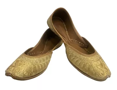 Us Bridal Flats Wedding Shoes Indian Punjabi Jutti Mojari Designer Shoes Ss129 • $44