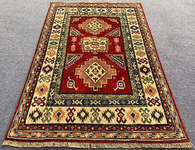 Authentic Hand Knotted Afghan Kazak Wool Area Rug 4.8 X 3.2 Ft (2128 HM) • £112.51