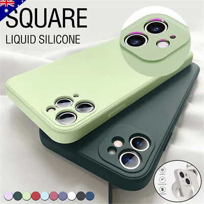 Square Liquid Silicone Case Thin Cover For IPhone 15 14 Plus 13 12 11 Pro Max XS • $9.98