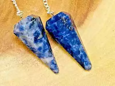 Sodalite Crystal Pendulum With Silver Plated Chain Sodalite Point Pendulum 1.5  • $9.89