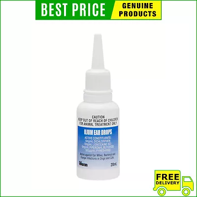 Ilium Ear Drops 20 ML For Cats And Dogs Ear Mites Bacterial Infection Prevention • $21.98