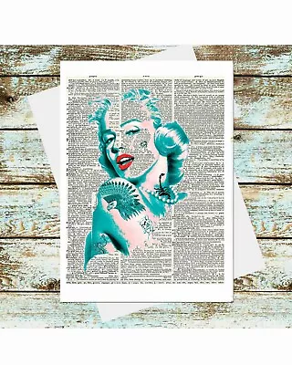 Set Of 6 Travel Poster Greeting Cards Marilyn Monroe Tattooed Dictionary Page • $34.16