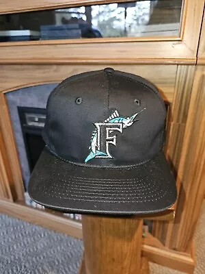 NEW Vintage Florida Marlins MLB Black Dome Sports Plain Logo ANNCO Hat Snapback • $39.99