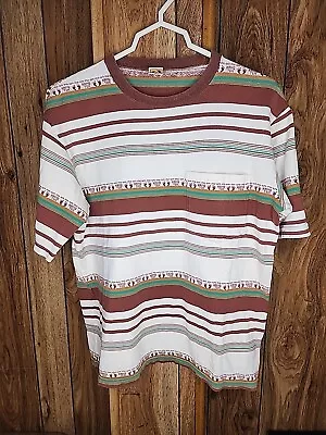 Vintage Hang Ten Mens SS Skate Surf Striped T-Shirt Size L Multicolor • $39.97