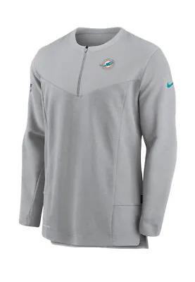 Nike Men's Miami Dolphins Sideline Coach Half-Zip Silver Pullover New Size Small • $49.99