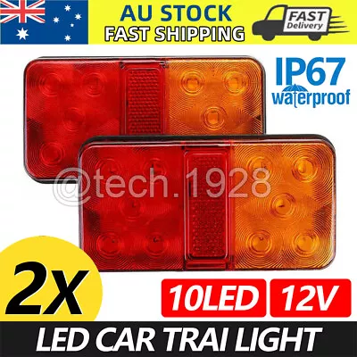 $10.99 • Buy 2x Trailer Tail Lights 10 LED Stop Tail Lights Submersible Boat Truck Lamp Parts