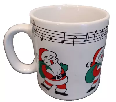 Vintage Telco Christmas Musical Mug Coffee Mug Music Notes Santa 1985 - PLAYS! • $9.99