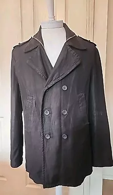 Transit Uomo M Wool & Linen Dble Breasted Unstructured Jacket Black Avant-garde  • $259
